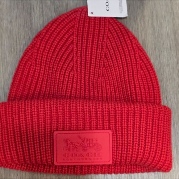 Coach Patch Logo Beanie Hat- Sport‎ Red main image 3